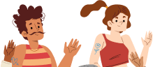 Illustration of two friends chatting